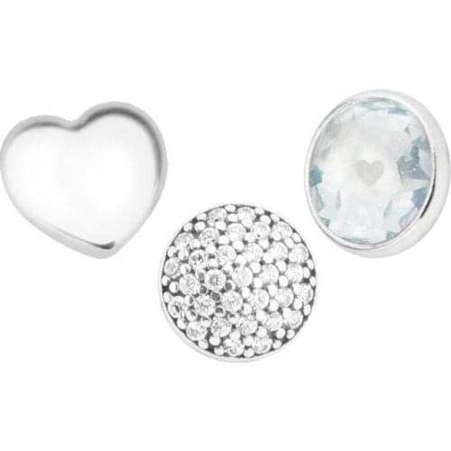 March Petites in 3pcs Parts for Floating Locket Pendant and Necklace 100% 925 Sterling Silver Fine Jewelry Free Shipping