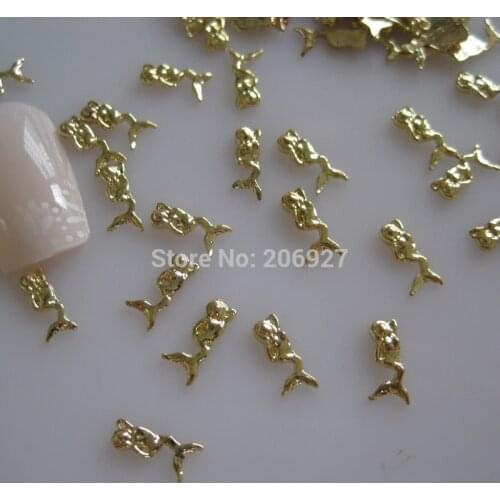 MD-745 10pcs Fancy Gold Mermaid Deco Metal Charms Metal Deco Charms Nail Art