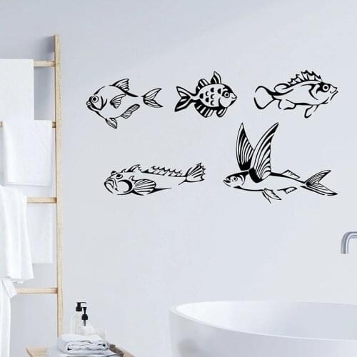 Sea Fish Wall Decal Bathroom Fishing Club Kids Room Interior Decor Marine Ocean Style Fridge Window Vinyl Sticker Wallpaper E778
