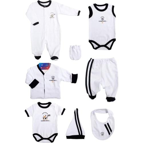 Newborn Baby Boy 8 Piece Hospital Output The Zibin Set Soft 100% Cotton Baby Gift Layette Hospital Outfit Baby Set 0-3 months