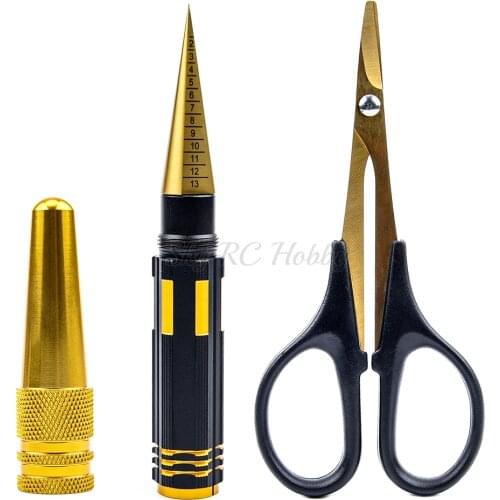 0-14mm Hole Puncher Reamer w/ Sleeve Curved Scissors Set Universal Tool for RC Car Body Shell Lexan Plastic with Blue Reamer