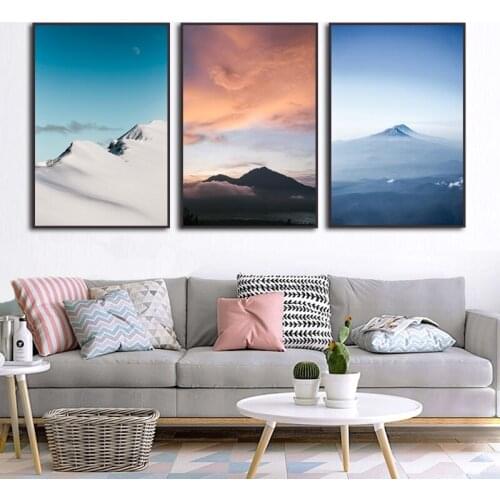 Nordic Wall Poster Printing Canvas Painting Modern Simple Clouds Surrounding Mountain Scenery Landscape Home Mural Decor Bedroom