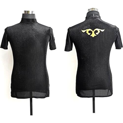 2020 new Latin Dance Tops for Men Short Sleeve Dance T shirt for Ballroom Samba Tango Chacha Belly Dancing Performamnce L14