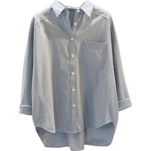 Autumn New Solid Color Long-Sleeved Shirt Womens Loose Slimming Korean Shirt Womens Jacket