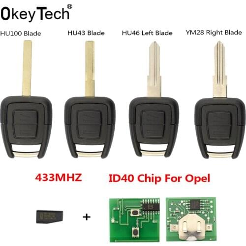 OkeyTech 2BT 433Mhz ID40 Chip Flip Remote Car Key For Vauxhall Opel Astra Vectra Zafira Uncut HU100 HU43 YM28 HU46 Blade 433Mhz
