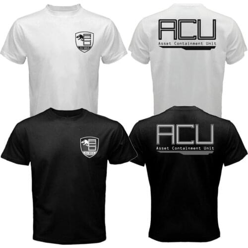 ACU T shirt Men Asset Containment Unit Ingen Security Jurassic World Isla Nublar two sides casual cotton gift tee USA Size