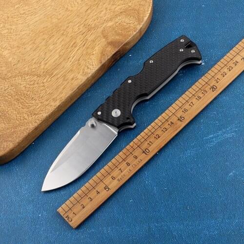 Outdoor portable AD10 carbon fiber handle M390 blade high hardness camping hunting self-defense EDC tool fruit folding knife