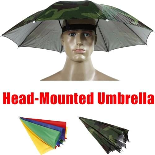 Practical Rain Umbrella Hat Army Green Foldable Outdoor Pesca Sun Shade Waterproof Camping Fishing Headwear Cap Beach Head Hats