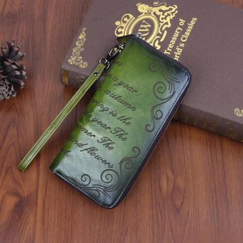 Retro Handmade Luxury Wallet 2021 New Womens Wallets and Purses Genuine Leather Hand Wallet First Layer Cowhide Phone Purse