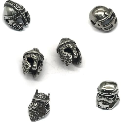 Helmet Beads 316l Stainless Steel Small Hole beads Spartan Charms for DIY Bracelets Necklace Jewelry Making