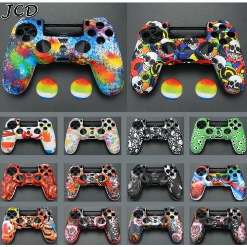 JCD For Sony Dualshock 4 PS4 DS4 Slim Pro Controller Silicone Case Protective Skin + Thumb Grip Caps for Play Station 4