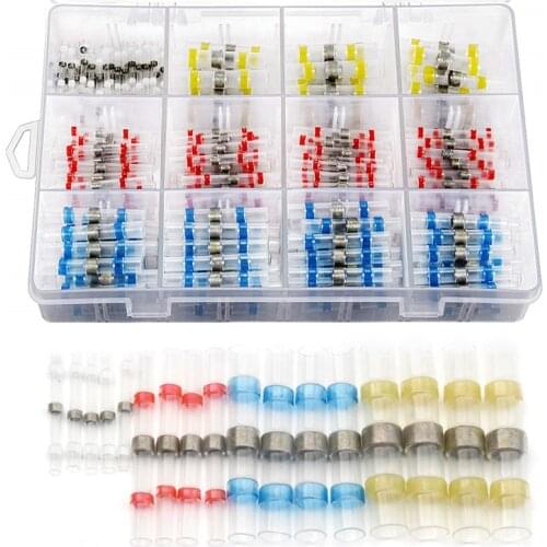 100/200/400PCS Heat Shrink Butt Wire Connectors Waterproof Tinned Copper Solder Sleeve Seal Terminals Butt Connector Kit Set