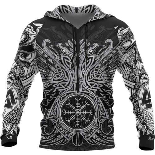 Viking Tattoo Hoodie Huginn And Muninn - Odins Ravens 3D Printed Men hoodies Harajuku Fashion Unisex Hooded Sweatshirt