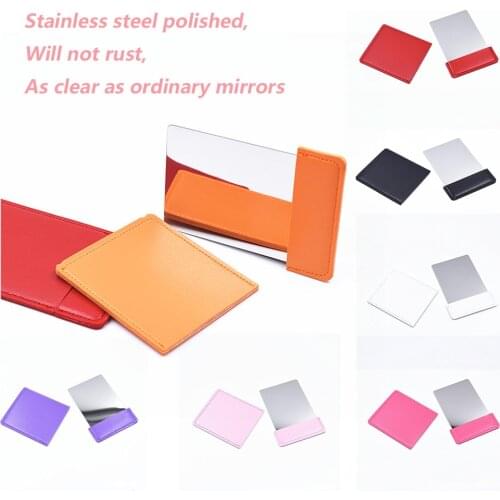 Ultra-thin Makeup Stainless Steel Mirror Vanity Cosmetic Make Up Pocket Rectangle Foldable Compact Makeup Folding Mirrors