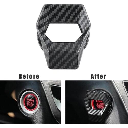 Universal Car Push Switch Cover Engine Ignition Switch Decorative Ring Trim Car Start Stop Button Protection Cover Carbon Fiber