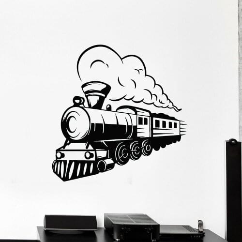 Little Boys Room Decor Vinyl Wall Decal Train Locomotive Steam Railway Transport Stickers Mural for Kids Playroom A250