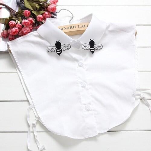 YSMILE Y Women Fashion Animal Embroidery Remove Fake Collar Personality Bee Shirt Blouse Decoration Detachable Collar For Female