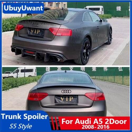 UBUYUWANT S5 Style Rear Spoiler for Audi A5 S5 RS5 2-Doors Coupe 2008-2016 Trunk Spoiler Car Tail Wing Carbon Fiber / Unpainted