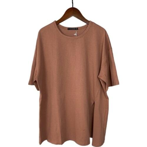 DA Japan 100% Cotton Shirt Women White Short Sleeve Oversized Tops Side Slit 2021 Fashion Streetwear Loose Femme Simple T-shirts