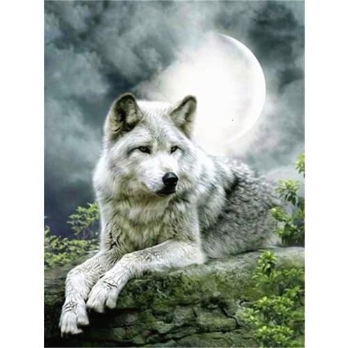 Animal Wolf Printed Fabric 11CT Cross-Stitch Embroidery Set DMC Threads Painting Hobby Knitting Handiwork Mulina Needle