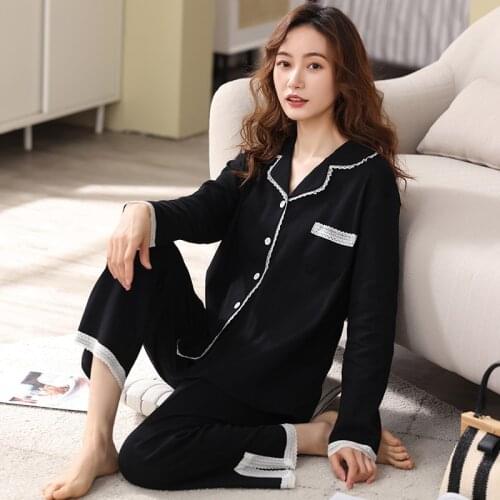 Winter 100% Cotton Pajamas Women Pijamas Homeclothes White Cotton Homewear Lace Sleepwear 2021 Fashion PJ Set Pyjama Femme