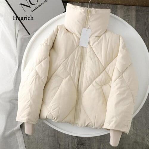 Winter Women Oversize Parkas Coat 2021 New Solid Zipper Pockets Female Warm Short Bomber Jacket Overcoat Cotton Outerwear Tops