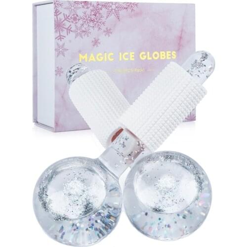1 Pair Magic Cooling Ice Globes Face Beauty Roller Eye Massager Energy Crystal Ice Hockey Water Wave Ball Skin Care Tools