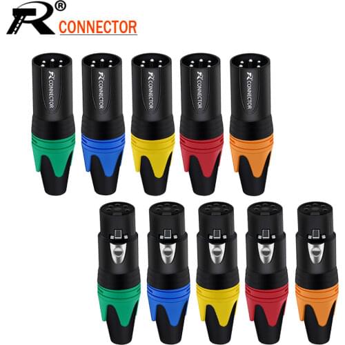 10pcs/lot 5 Pin XLR Connector Male / Female Jack Plug Nickel Plated 5 Pole Microphone Jack MIC Cable Terminal Audio Connector