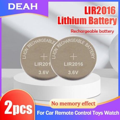 2PCS LIR2016 LIR 2016 3.6V Lithium Rechargeable Battery For Remote Control Watch Button Coin Cell Replaces CR2016 ML2016 BR2016