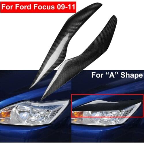 2PCS Car Styling Real Carbon Fiber Headlight Eyebrow Eyelids For FORD FOCUS Focus Sticker 2009-2011 1992-99 Accessory Parts