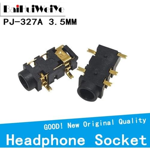 20PCS/LOT 10PCS 3.5MM Headphone PJ-327A Gold-Plated Patch SMD Audio Earphones/Headphone Socket PJ327A