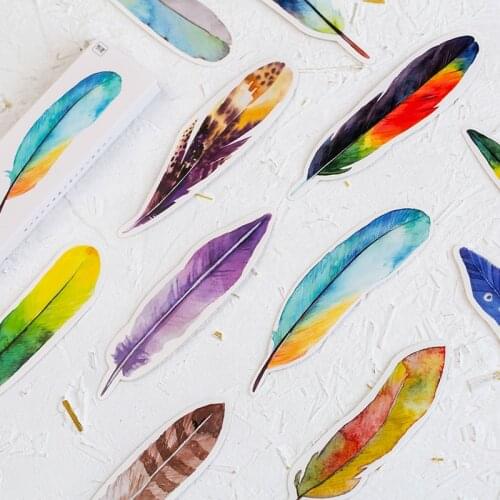 30pcs/Pack Cute Creative Colorful Feather Paper Bookmark Stationery Bookmarks Book Clip Office Accessories School Supplies
