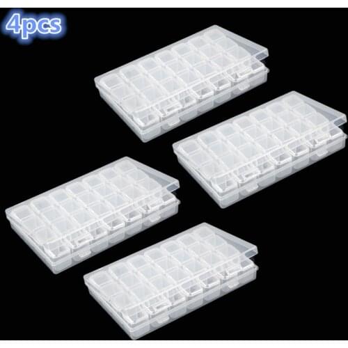 4pcs new 28 grid diamond embroidery accessories diamond painting box cross stitch box jewelry beaded household storage box