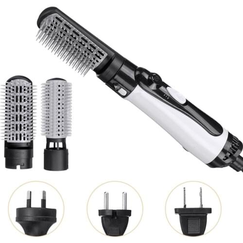 US/EU/AU Plug 4in1 Multifunctional Hair Dryer Brush Hair Straightener Curler Comb Electric Blow Dryer with 2Comb Hair Brush Roll