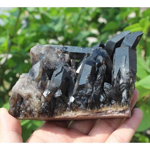 940g Natural Black Quartz crystal cluster lucky decoration Healing Reiki Quartz Chakra Stone free shipping JB03