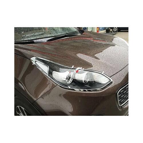 ABS Chrome Front Head Light Lamp Cover Trim 2pcs For Kia Sportage 2016 2017