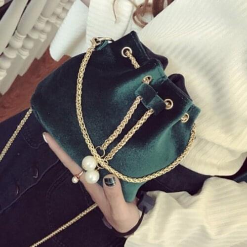 Velvet summer women handbag new style mini bucket bag chain small shoulder bag 01-SB-mnstsr