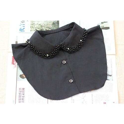 2015 autumn Shirts False Double Collar Korean lace blouse fake pearl collar necklace white black retro accessories false collar