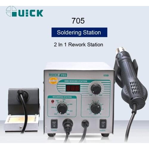 QUICK 705 2 In 1 Soldering Station Digital Display Heat Gun Desoldering Station Soldering Iron Welding For PCB Rework Stations