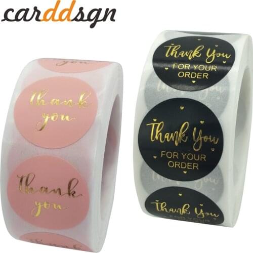 Carddsgn 500pcs/roll Pink Gold Stickers Thank You Sticker Seal Thank You for you order Handmade Stickers stationery Supply 2.5cm