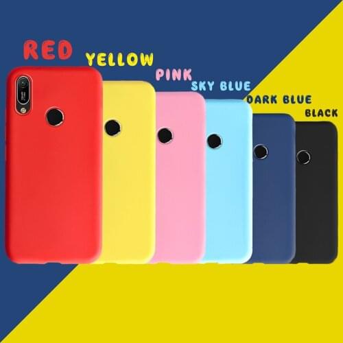 Phone Case For Huawei Y6 2019 MRD-LX1 MRD-LX1F Simple Solid Color Ultrathin Soft TPU Candy Color For Huawei Y6 2019 Back Cover