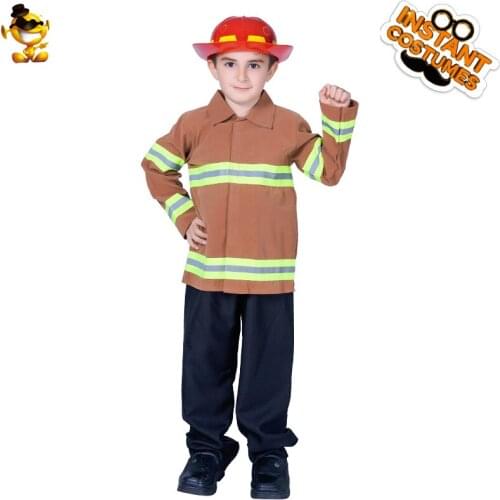 DSPLAY Professional Dress Up New Design Original Cosplay Kids Fire Boy Costume Kids Fancy Suit for Halloween Party