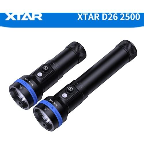 XTAR D26 2500 Diving Flashlight Cree XHP50.2 LED 2500 Lumen Beam Distance 320 Meter Magnetic Switch Torch 100 Meter Diving Depth