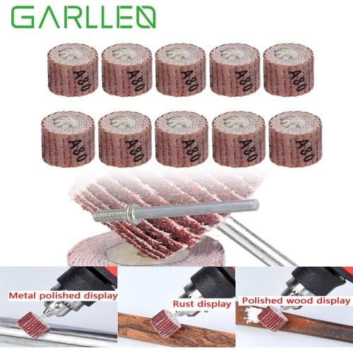 GARLLEN 10pcs 12mm 80#/120#/240# Flap Wheel Shaft Sanding Sandpaper Drill Polish Disc For Rotary Tool for Polishing and Grinding