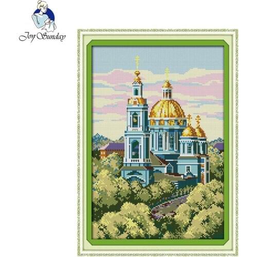 Joy Sunday Russian Building Scenery Counted Cross Stitch Patterns DIY 11CT Printed 14CT Cross-Stitch Kits Embroidery Needlework