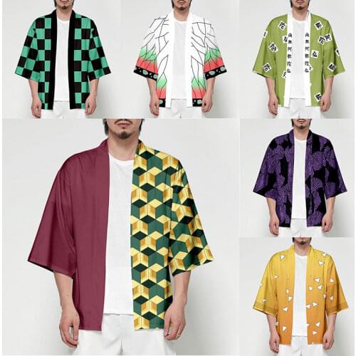 Summer Casual Cool Streetwear Demon Slayer Women Men Kimetsu Yaiba 3D Printing Japanese Anime Haori Yukata Kimono Cosplay