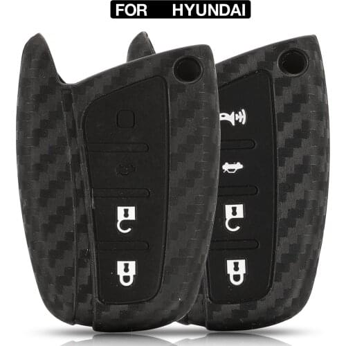 Kutery 10PCS Carbon Fiber Silicone Remote Key Cover For Hyundai Solaris ix35 ix45 Accent Elantra Santa Fe Accessories Protector