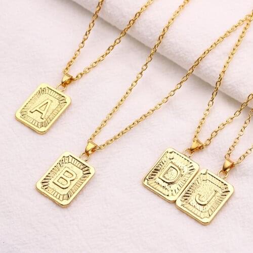 Tiny Gold Initial A-Z Letter Necklaces Umisex Charm Luster Gold Metal Capital Love Couple Pendant For Women Men Jewelry Gift