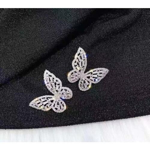 Fashion romantic shiny crystal butterfly earrings exquisite elegant Rhinestone suitable for ladies party jewelry gifts