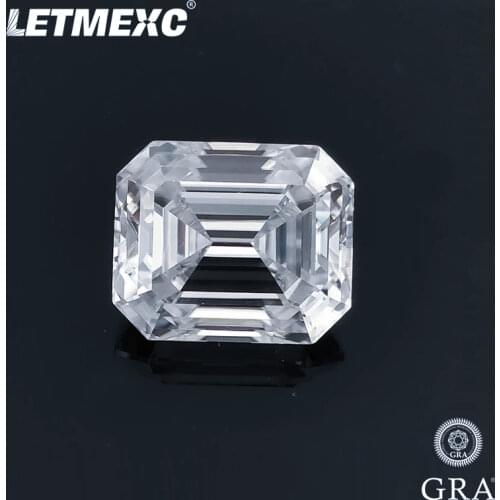 Letmexc Lab Created Diamond Moissanite Loose Gems Emerald Cut D Color VVS1 with GRA Certificate